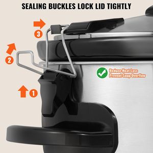 Pentola Elettrica per Cottura Lenta 8QT 320W, 3 Livelli di Calore, Timer Digitale fino a 20 Ore, Funzione Blocco, per Cottura Lenta e Sous Vide - Product Image 5