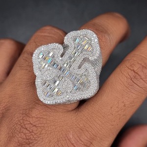 Lab Grown Diamond Cross <b>Ring</b> 925 <b>Silver</b> 10K 14K 18K Gold Christian Religious <b>Men</b> Hip Hop Iced Out Statement Band Wholesale B2B - Product Image 5