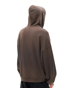Sudadera con capucha de forro polar grueso para hombre, con cremallera completa, estilo vintage lavado, oversize, color liso, para uso casual de otoño - Product Image 5