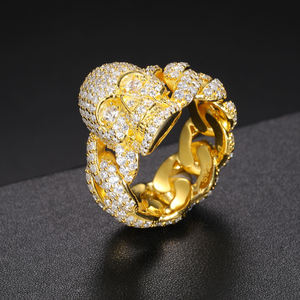 Luxury Punk Skull <b>Ring</b> Gold Color CZ Diamond <b>Statement</b> <b>Ring</b> for Men - Product Image 2