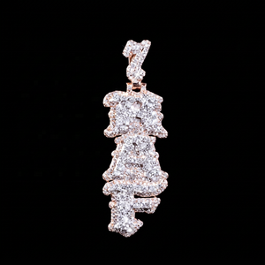 Pendentif Moissanite de Luxe Personnalisé Empilé Vertical NAF en Argent 925 Plaqué Or Rose Entièrement Sertie de Pierres Style Hip Hop Certifié EGL - Product Image 1