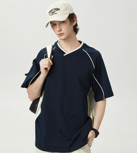 เสื้อยืดผู้ชายขายส่ง ผ้าฝ้าย 260 กรัม คอวี แขนสั้น ดีไซน์ทันสมัย ทรงหลวม พิมพ์ลายคุณภาพสูง - Product Image 4
