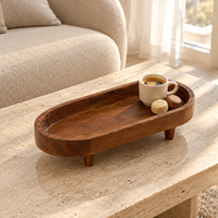 Erhöhtes Serviertablett aus Naturholz im Modernen Design |   Erhöhter Holzständer mit Kanten für Tee, Kaffee und Snacks – Organizer für Esszimmer und Hochzeiten