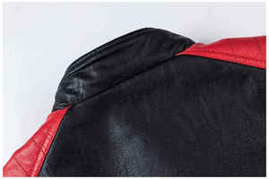 Men's Black Red Color Blocked Waterproof Studded Motorcycle Biker <b>Jacket</b> Stand Collar Zipper Closure <b>Slim</b> <b>Fit</b> PU Leather Winter - Product Image 4