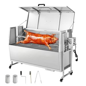 38W Outdoor Rotisserie Grill 132 LBS Capacity Charcoal Spit Roaster for Pig Lamb 4 Level <b>Heating</b> <b>Element</b> 132 LBS Capacity Wheels - Product Image 1