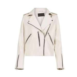 Women's Original Leather Jacket (3 Colors) Biker Jacket Zip Pockets Eco-friendly Lightweight Vintage Regular Coat for Winter - Product Image 2