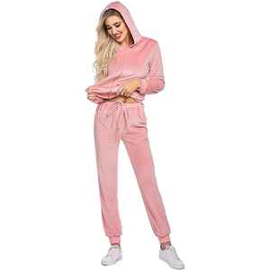 Ensemble de jogging haut de gamme en velours, manches longues, taille élastique confortable, finition premium - Product Image 2