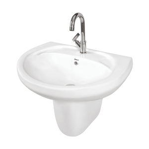 Lavabo de Cerámica de Diseño Único, de Alta Calidad, Suministro Directo de Fábrica, Montado en la Pared, con Medio Pedestal - Product Image 1