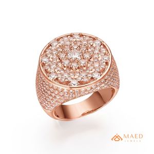 <b>Mens</b> Rose Gold Tone Moissanite Signet <b>Ring</b> Luxury Hip Hop Statement Jewelry Gift <b>for</b> Stylish <b>Men</b> Urban Style Daily Wear - Product Image 1