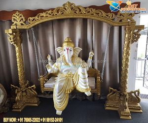ทางเข้างานแต่งงานของอินเดียใต้ตกแต่งด้วยพระพิฆเนศงดงามสำหรับตกแต่งงานแต่งงานรูปปั้นพระพิฆเนศทองคำขาวสำหรับงานแต่งงาน - Product Image 5