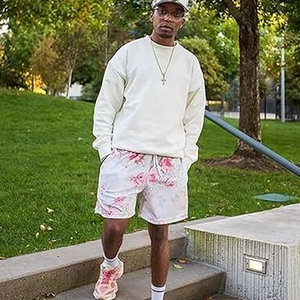 กางเกงขาสั้นออกกำลังกายลายพรางแบบกำหนดเองสำหรับผู้ชาย พิมพ์ลายโลโก้ด้วยเทคนิค Sublimation ผ้าฝ้ายเนื้อหนา กางเกงวิ่งมีเชือกผูก เอวสม็อค ชุดกีฬาฟิตเนส - Product Image 5