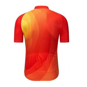 Ensemble de maillot de cyclisme pour hommes, imprimé géométrique, manches courtes, rouge, orange, noir, respirant, coupe sportive d'été - Product Image 5