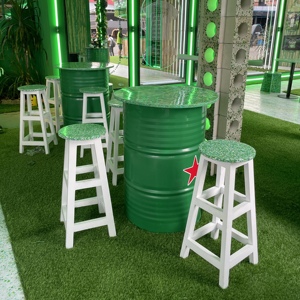 Recycled <b>Plastic</b> Modern Minimalist Bar <b>Stool</b> with Wood Frame Eco-Friendly and Durable for Commercial Use - Product Image 3