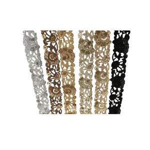 Premium Quality Handmade 100% Cotton Lace <b>Trimmings</b> & Ribbons with Sequins High Fashion & Crafting Decor for Wedding Dresses - Product Image 1
