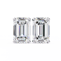 Boucles d'oreilles clous en argent 925 avec moissanite taille émeraude, plaqué rhodium, sertissage panier, bijoux fins élégants
