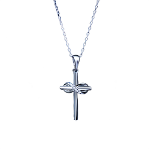 Elegante Collar con Colgante de Cruz de Plata 925 con Diseño Infinito de Moissanita, Bañado en Rodio, para Ceremonias Religiosas, Unisex - Product Image 2