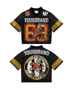 Camiseta Deportiva Retro Corta Personalizada para Hombre, 100% Algodón, Estilo Urbano, Oversize, Malla Americana, Fútbol Americano, Secado Rápido - Product Image 6