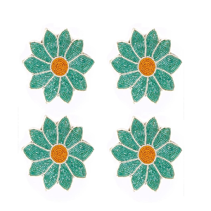 Posavasos con Diseño de Flores Rosas, Posavasos Hecho a Mano con Cuentas, Exclusivo, para Decoración de Mesa, Hogar y Bar, Ideal para Bodas - Product Image 2