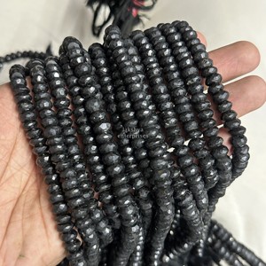 Perles facettées en onyx noir 9MM 10MM, brin de 16 pouces, grande taille, onyx noir naturel pour la fabrication de bijoux en gros - Product Image 3