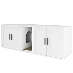 Lussuosa Cuccia per Gatti Bianca 145x48x51 cm con Doppio Scomparto, Facile da Pulire, Ampio Spazio Interno per 2 Gatti o Cani - Product Image 1