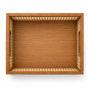 Handmade Wooden <b>Basket</b> with Bamboo Weave <b>Storage</b> Organizer Decorative Multipurpose <b>Basket</b> Tray - Product Image 2