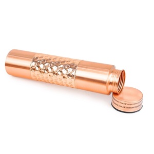Natural Antimicrobial Copper Bottle and Cups Set – Hammered Edition Water <b>Storage</b> Decorative Hammering Bottle - Product Image 4