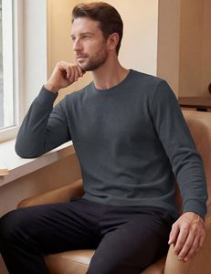 เสื้อกันหนาวผู้ชายแบบวาฟเฟิลถัก แขนยาว เสื้อซับใน ขายส่ง - Product Image 2
