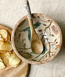 Bol en bois imprimé émail, design fantaisie avec motif feuille de palmier noir, dernier bol de service en bois pour la décoration intérieure - Product Image 6