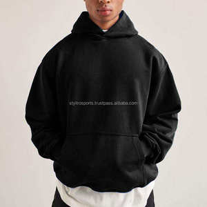 Plain Solid 100% Cotton Winter Hoodie <b>Men's</b> Custom Embroidered Logo Digital Printing Thick Unisex Oversized - Product Image 4