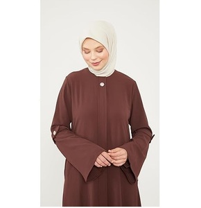Wholesale Modest Dubai <b>Eid</b> Abaya <b>Dress</b> Solid Color Luxury Kaftan Flare Women Muslim Square Neck <b>Long</b> Sleeve Loose Fit Abayas - Product Image 3