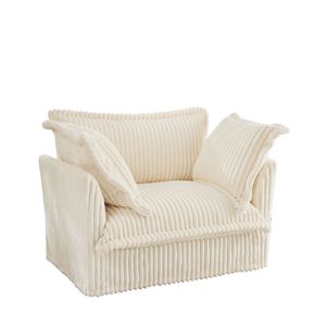 Comoda Poltrona Singola con 1 Grande Cuscino Schienale e 2 Grandi Cuscini Decorativi, Rivestita, per Soggiorno, Disponibile in Diverse Grandi Misure - Product Image 3