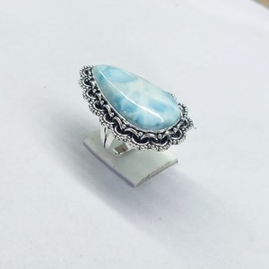 Oval Larimar <b>Ring</b> <b>925</b> Sterling <b>Silver</b> Artisan Handmade Gemstone Jewelry Elegant Beach Style Gift For Women - Product Image 2