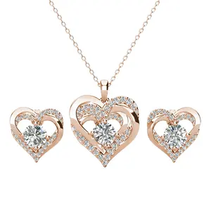 Nickel Free Hypoallergenic Silver 925 Heart Necklace Earrings Jewelry Sets Valentine Day Gifts For Women Destiny Jewellery