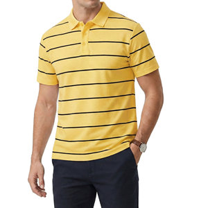 เสื้อโปโลชายลายทาง ราคาขายส่ง ปรับแต่งลาย พิมพ์ ขนาด สี ได้ตามต้องการ เสื้อโปโลแขนสั้นลายทางแนวนอนสำหรับผู้ชาย - Product Image 1