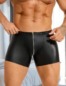 Quality Men Cowhide Leather Shorts High Street Mid Waistband Breathable Windproof Customized Printing Solid Color Shorts - Product Image 3