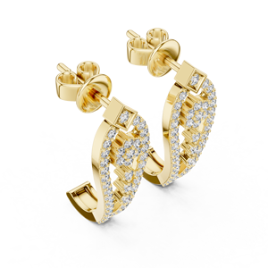 Boucles d'oreilles créoles Bali en argent sterling 925 plaqué or 18 carats avec zircon pavé Aurora, bijoux de luxe tendance pour femmes - Product Image 5