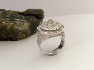 Round Cut Rhodium Plated Prong Setting Cluster Engagement <b>Ring</b> Unique Gift for wife Wedding <b>Ring</b> Anniversary Party Gift for her - Product Image 1