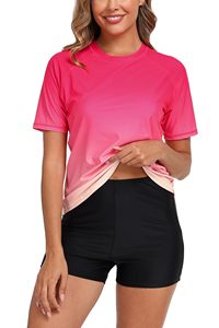 Custom <b>Women</b> Rash Guard Two Piece Swimsuit Short Sleeve Front Surfing Suit Bathing Suit Outdoor Clothing Rash - Product Image 6