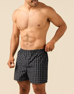 Calzoncillos Boxer para Hombre Fabricados por OEM con Logotipo Personalizado, de Algodón/Poliéster, a Rayas, a Cuadros, de Colores Sólidos, con Cintura Elástica - Product Image 1