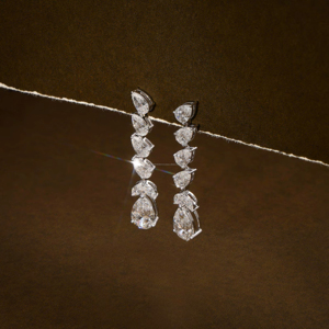 Elegant Pear Cut Diamond Drop <b>Earrings</b> in White <b>Gold</b>, Luxury <b>Dangle</b> Bridal Jewelry for Women, Statement Wedding Party Gift - Product Image 2