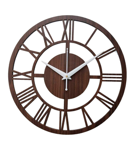 Horloge murale design en bois brun riche avec affichage analogique élégant pour la décoration intérieure contemporaine - Product Image 6