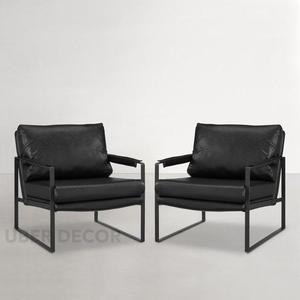 Sillón de cuero moderno Arlise Mid Century, silla decorativa para oficina en casa o sala de estar - Product Image 3