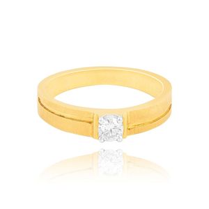แหวนแต่งงานผู้ชายทองคำขาว 14K ประดับเพชรเพาะเลี้ยงแบบเม็ดเดี่ยว - Product Image 2