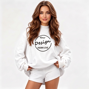 High Quality Fleece Oversized Mock Neck Ladies <b>Jumper</b> Custom Applique Embroidery Baggy Pullover Mock Neck Sweatshirt Women - Product Image 1