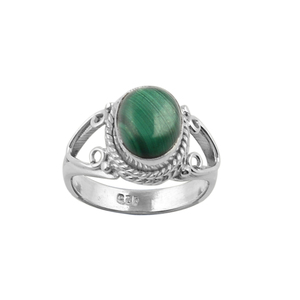 Anillos de malaquita verde de plata de ley 925 pura india, hechos a mano en Jaipur, para mujer, a bajo precio, para exportación al por mayor. - Product Image 3