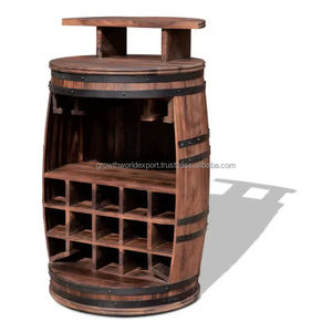 Mueble Bar Moderno de Madera con Forma de Barril, Estante para Vinos, Mueble Bar de Madera Maciza Redondo, Almacenamiento de Botellas Hecho a Mano 2026 - Product Image 1