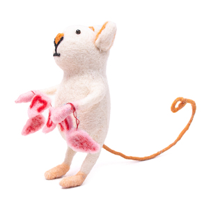 Handmade Wool Felt <b>Mouse</b> Figurine with "MUM" Banner | Eco-Friendly Needle Felted Animal Craft | Custom Mother's Day Gift & Home - Product Image 3