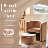 Kaki Velours Baril Accent Chaise De Stockage Ottoman Moderne Morden Design pour Salon Chambre Lecture Bureau À Domicile