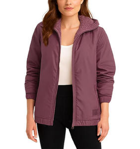 Manteau d'hiver ample et oversize pour femme, veste matelassée à col roulé et capuche, séchage rapide, respirante, tissée, unie, avec fermeture éclair sur le devant - Product Image 6