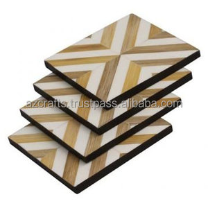 Modern Design Square <b>Table</b> Mat High Resin Coffee Pads Unique Attractive Tea Cup Inlay Home Use MDF <b>Beer</b> Bone Inlay Coaster Set - Product Image 3